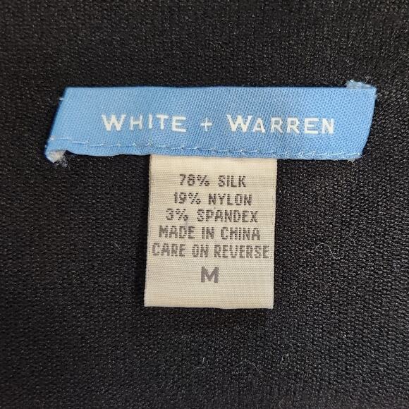 White + Warren Long Sleeve Keyhole Neck Minimalist Sweater Black Size Medium - Picture 3 of 5